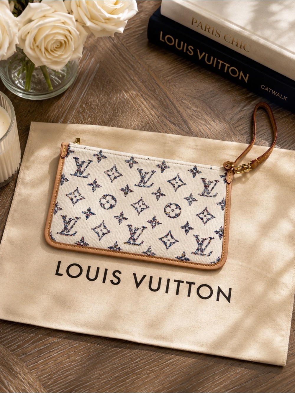 Limited Edition Louis Vuitton Monogram Tapestry Pochette Wristlet Pouch Nautical